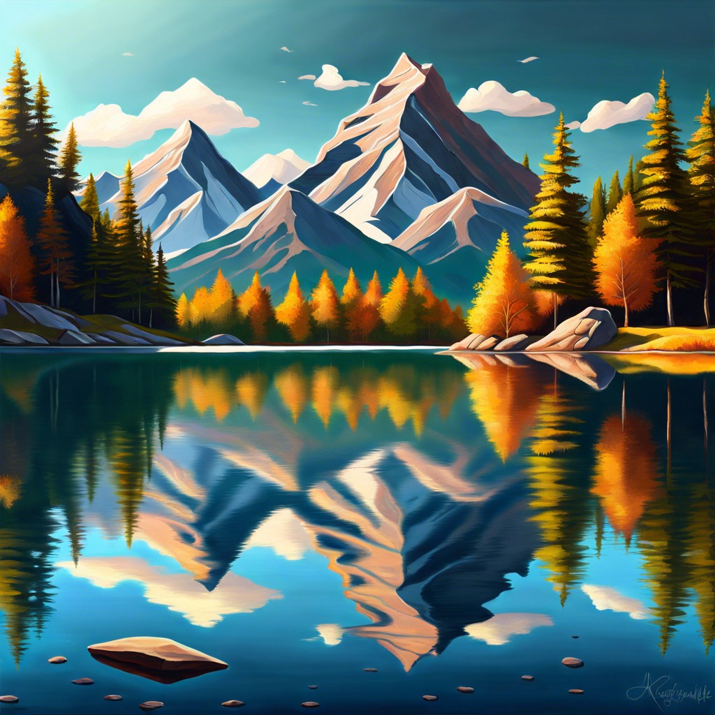 reflection of mountains in a clear lake