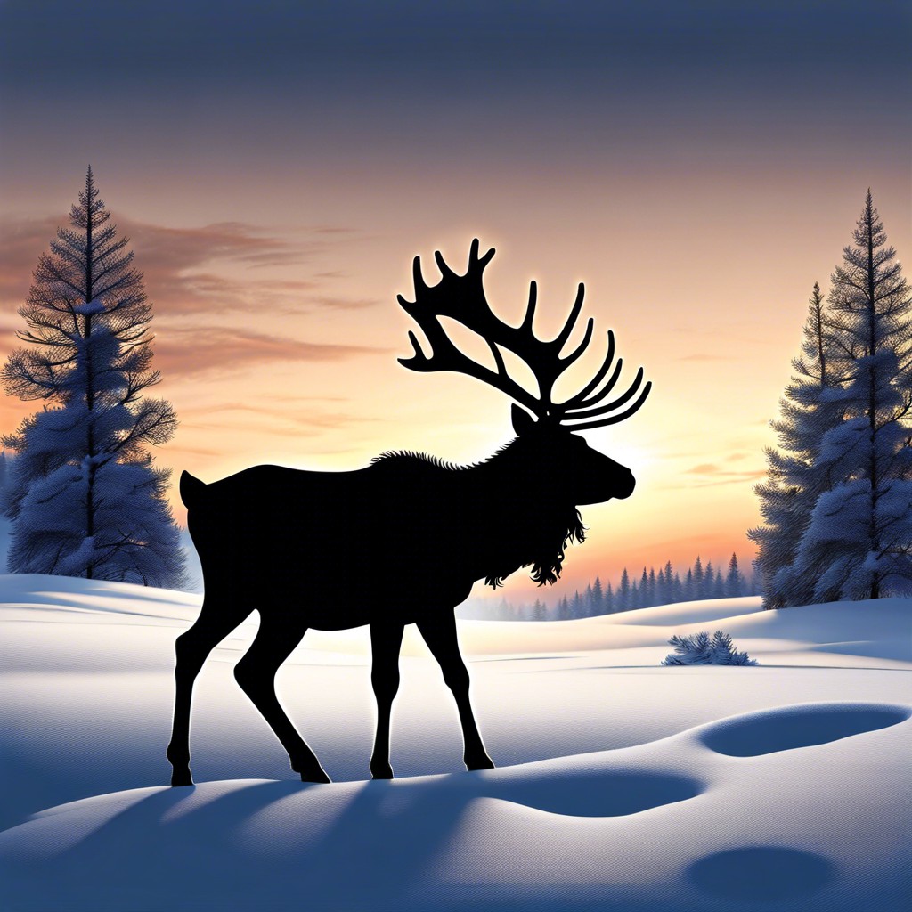 reindeer in snow