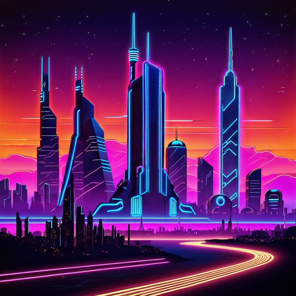 retro futuristic cityscape