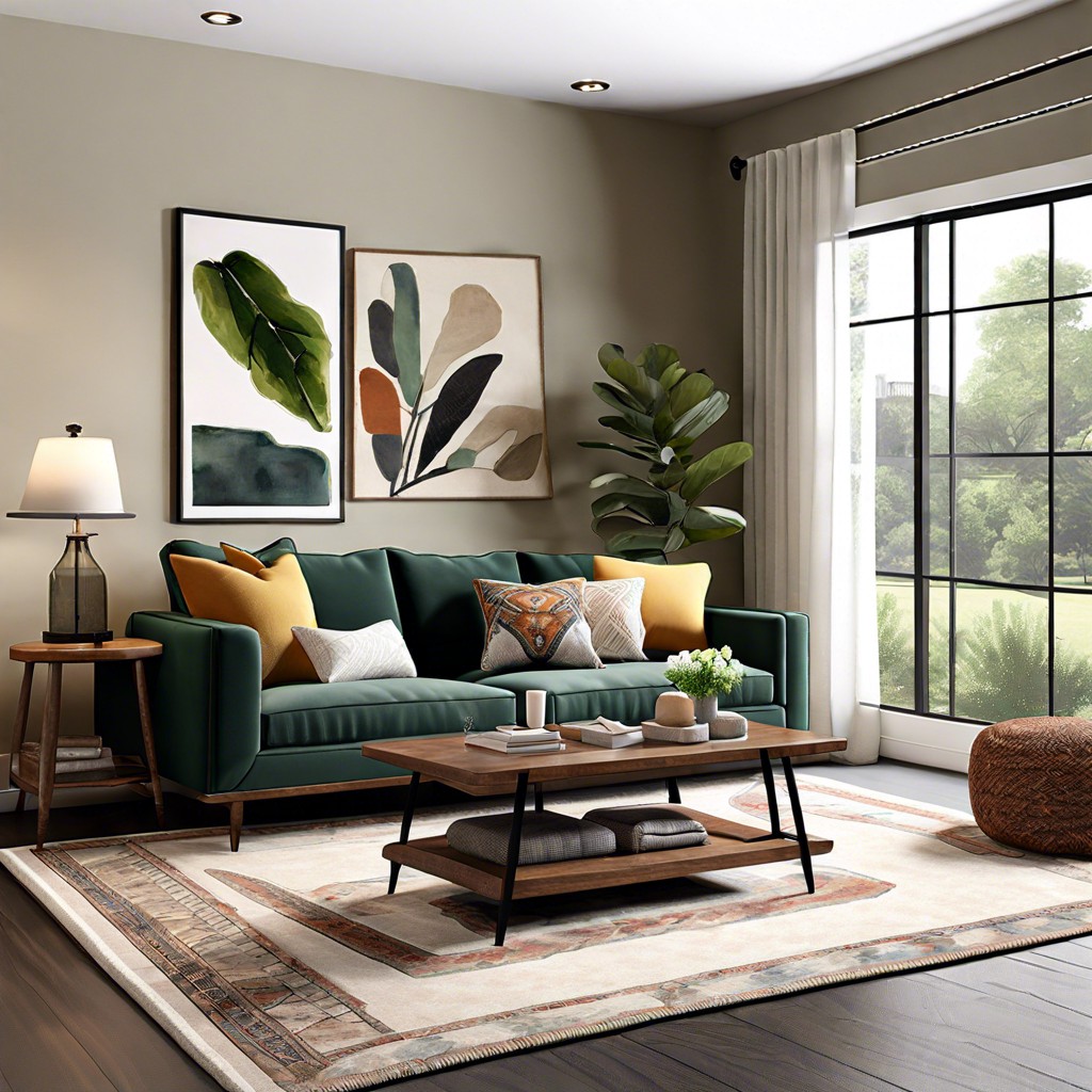 rug rules define the area with a contrasting rug under the sectional