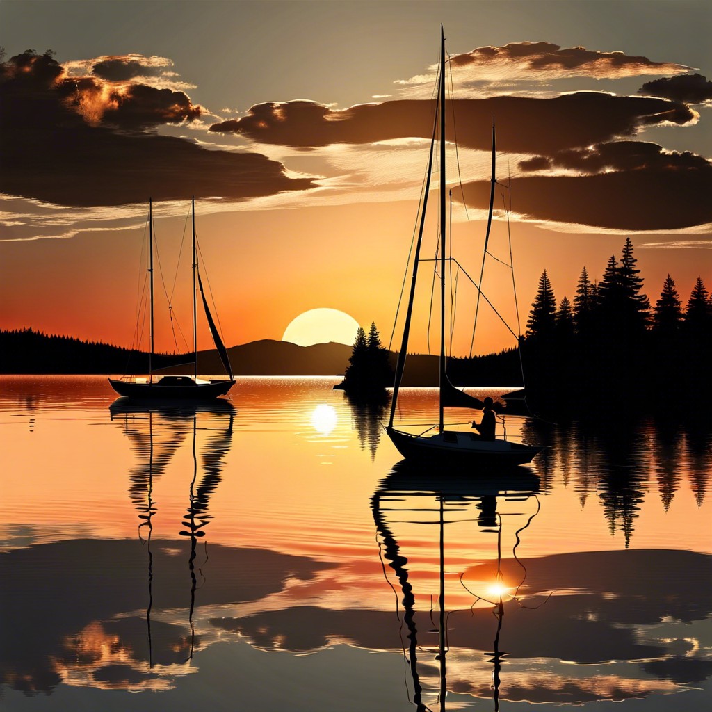 sailboats on a calm lake