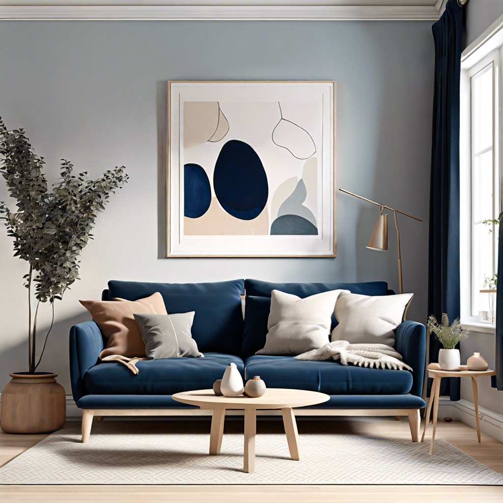 scandinavian simplicity with blue couch amp minimalism