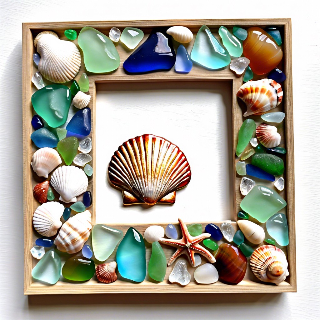 sea glass and shells embedment