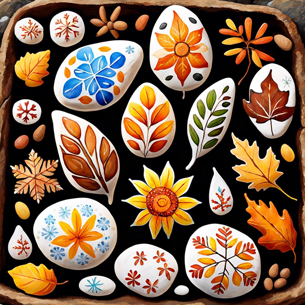 seasonal motifs like snowflakes suns autumn leaves and spring flowers