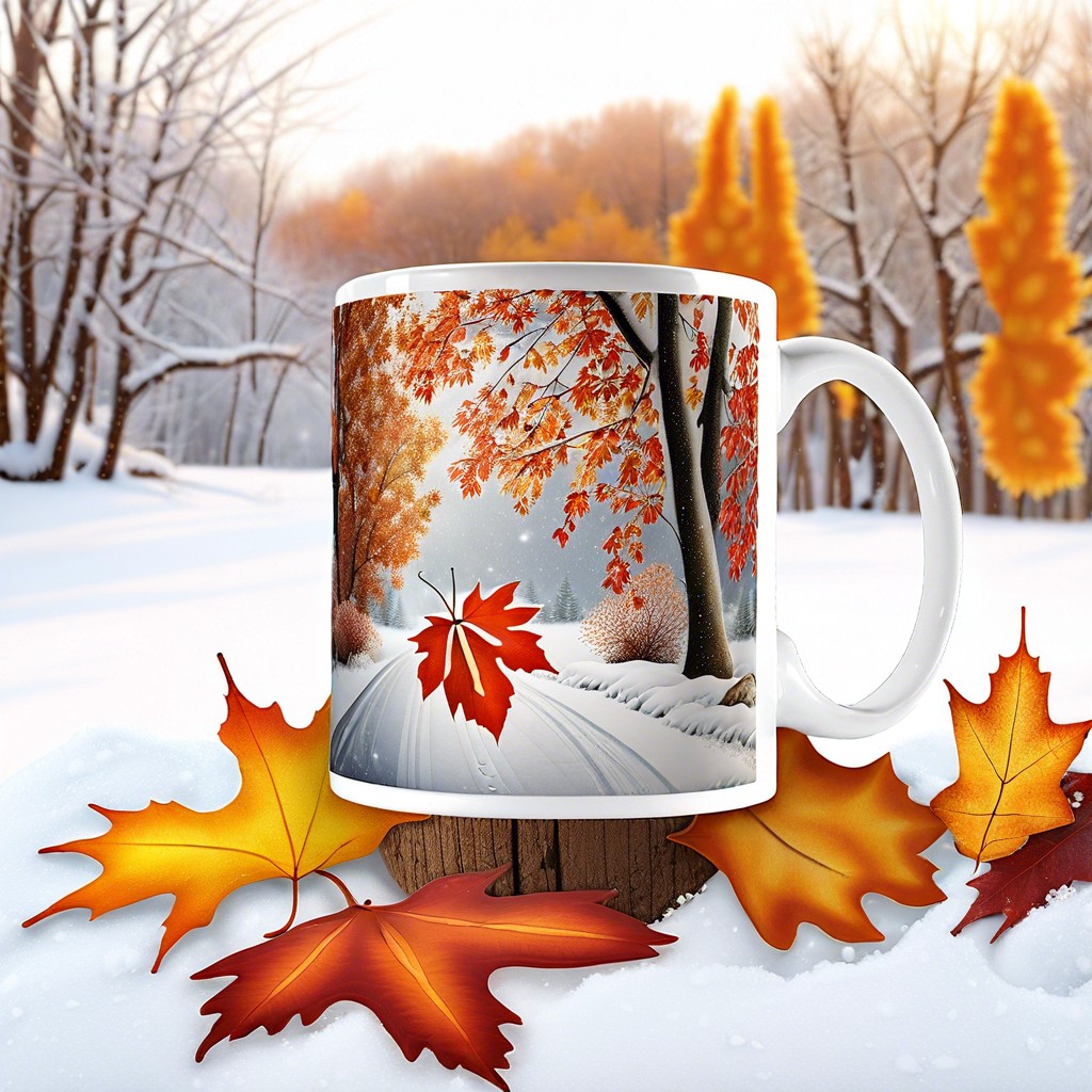 seasonal themes autumn leaves snowy scenes