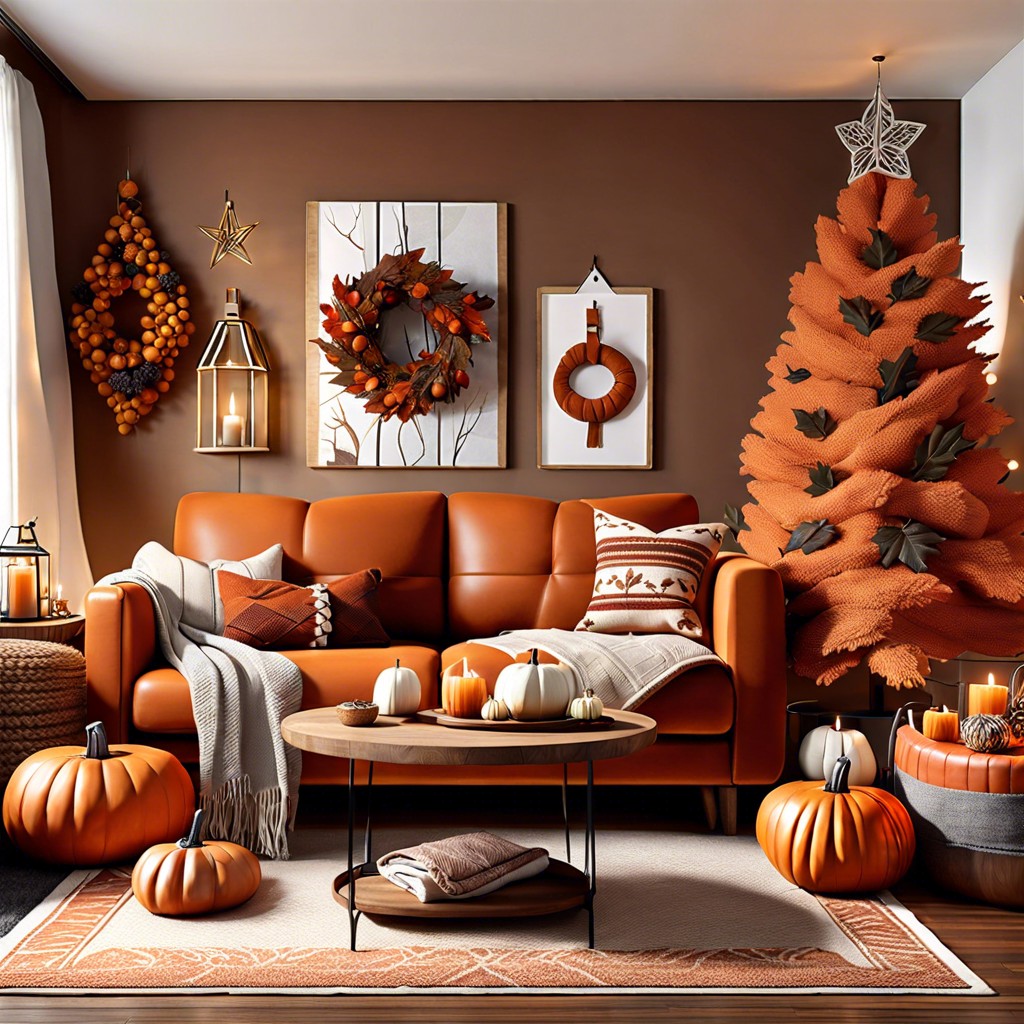 seasonal transformations by adapting throw blankets and decorations with the sofa