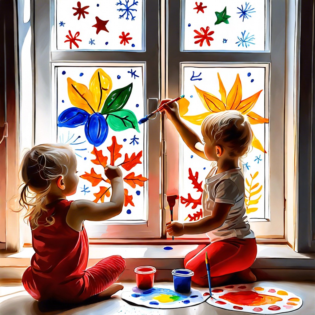 seasonal window decor with washable paints