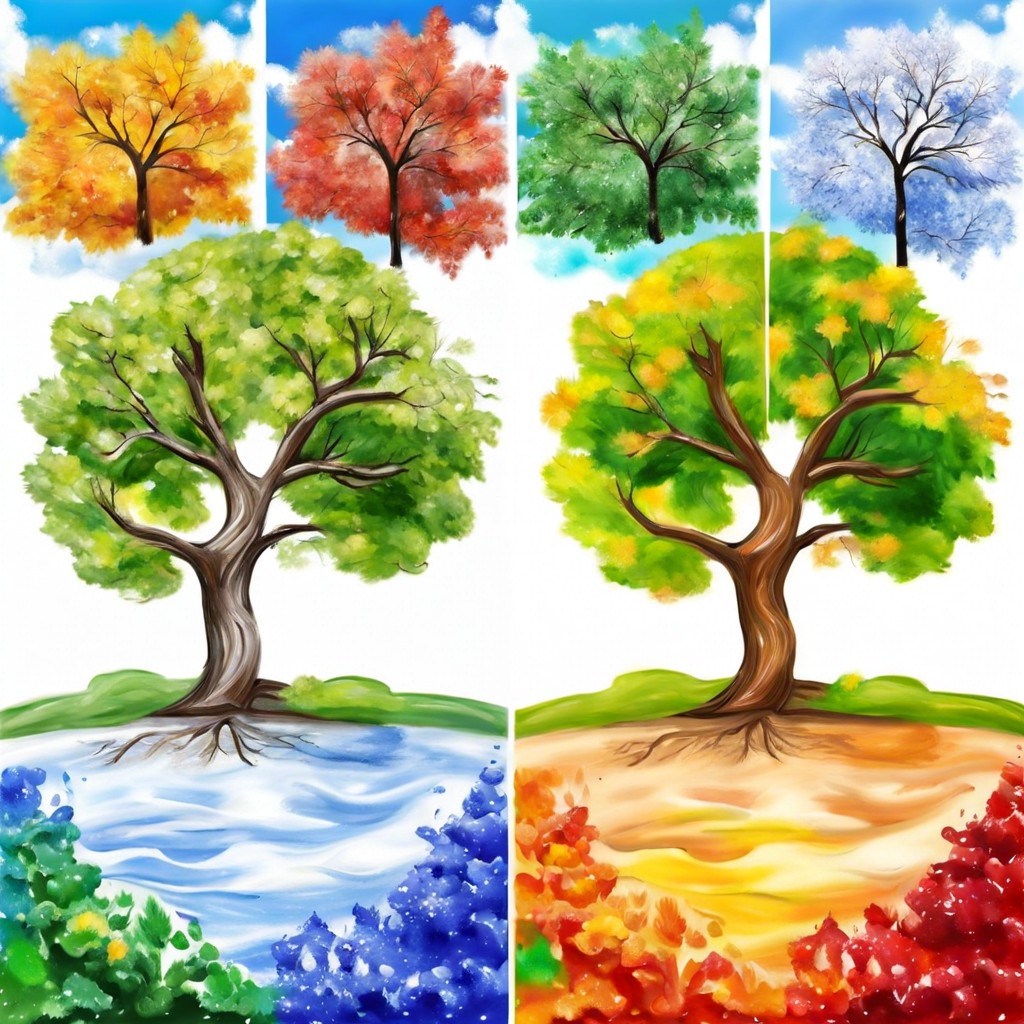 seasons change illustrating different trees