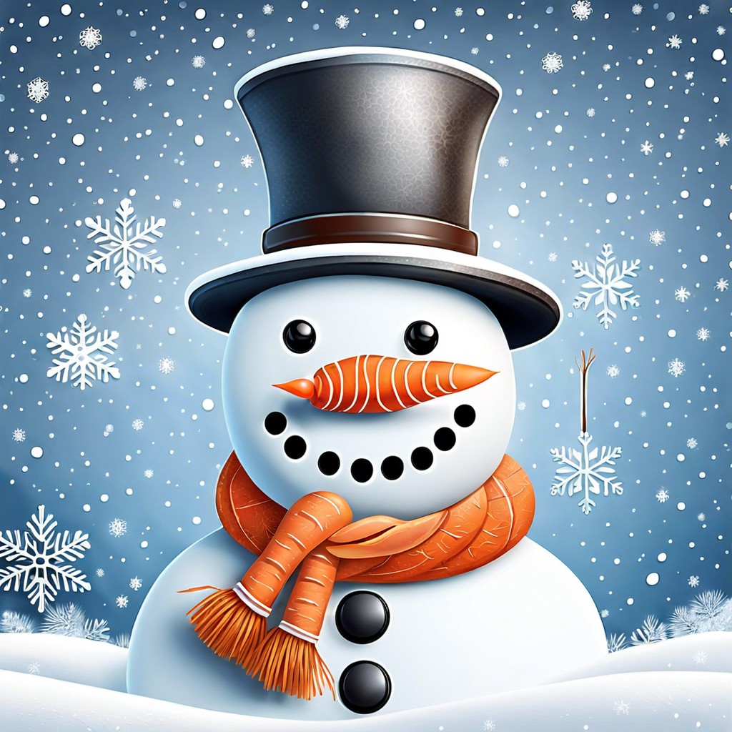 simple snowman with a carrot nose