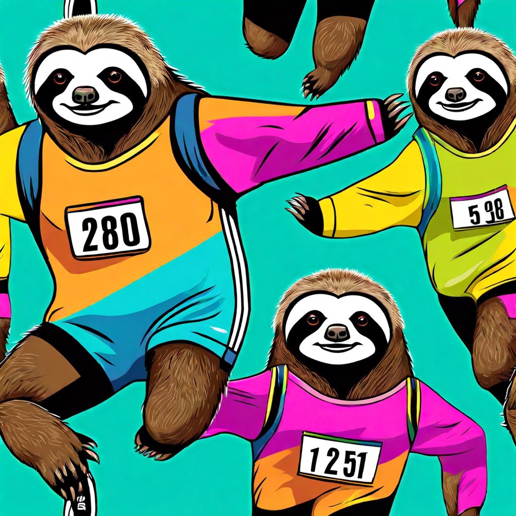 sloths running a marathon very slowly