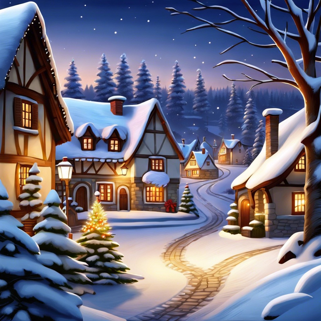 snow covered village