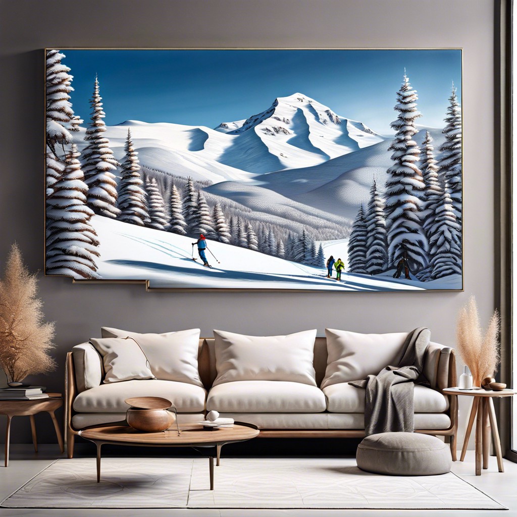 snowy mountain peaks serene snow covered mountains with skiers