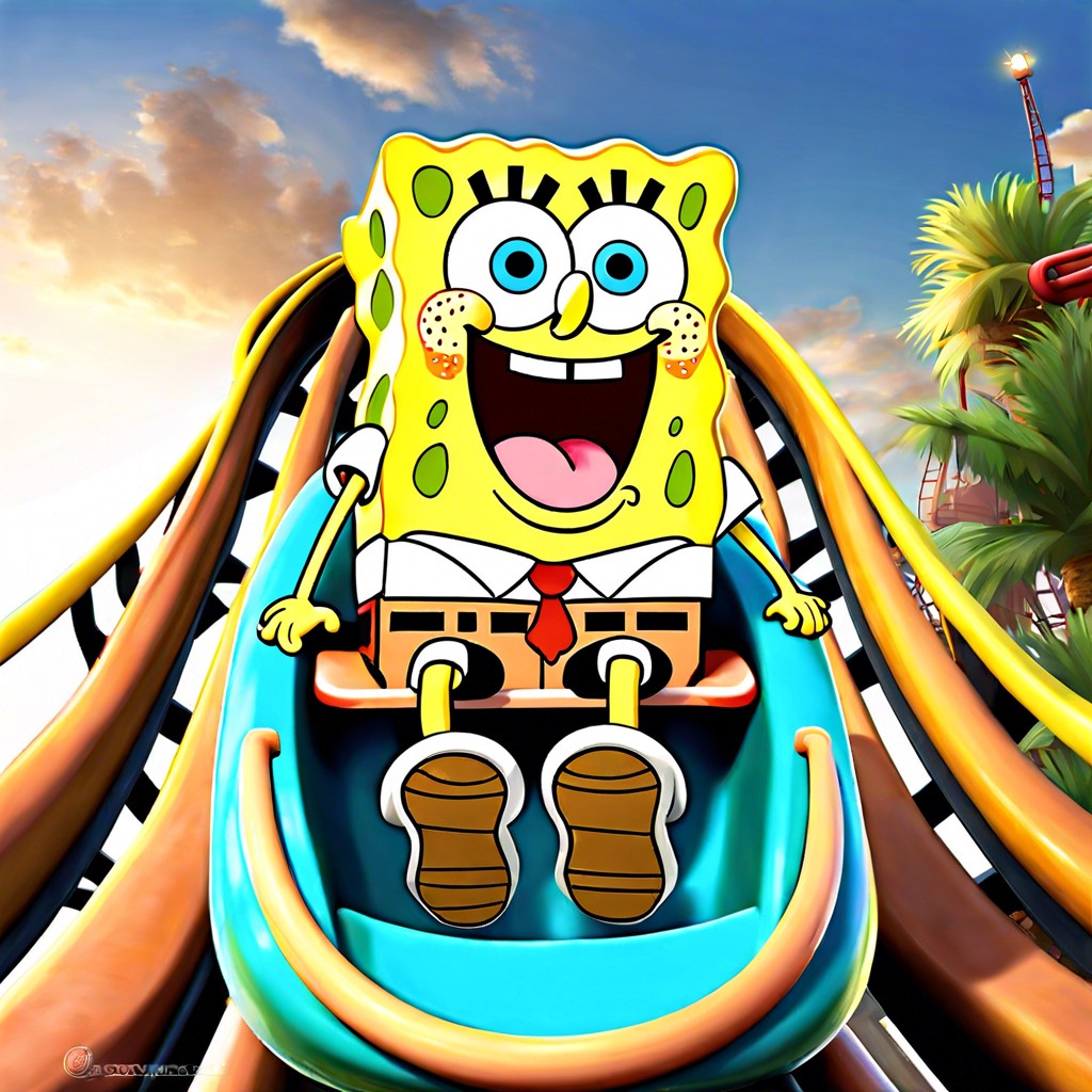 spongebob and patrick on a roller coaster