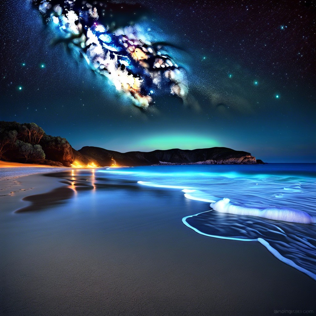 starlit night beach scene