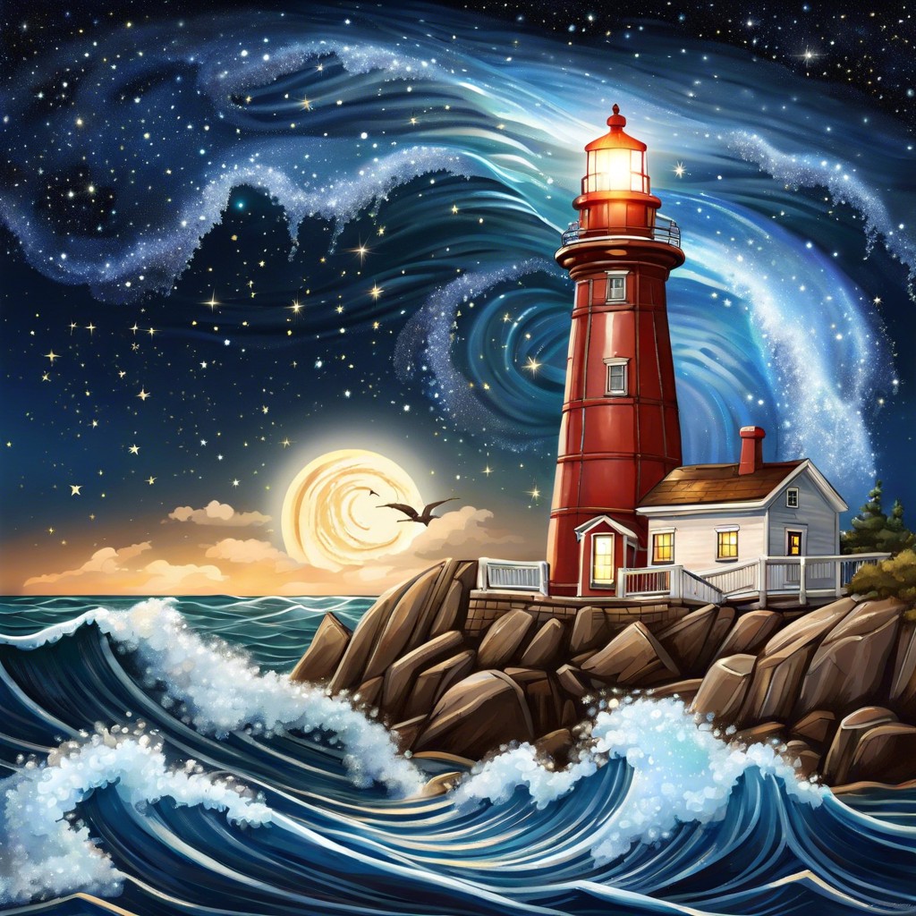 starry lighthouse a lighthouse under a star speckled sky guiding ships