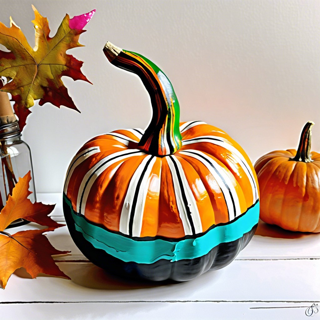 striped pumpkin use painters tape to create even stripes then paint