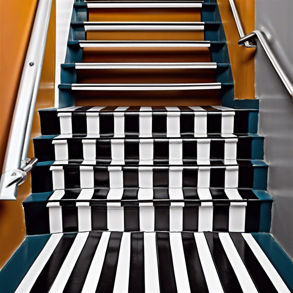 striped staircase alternate two contrasting colors in stripes