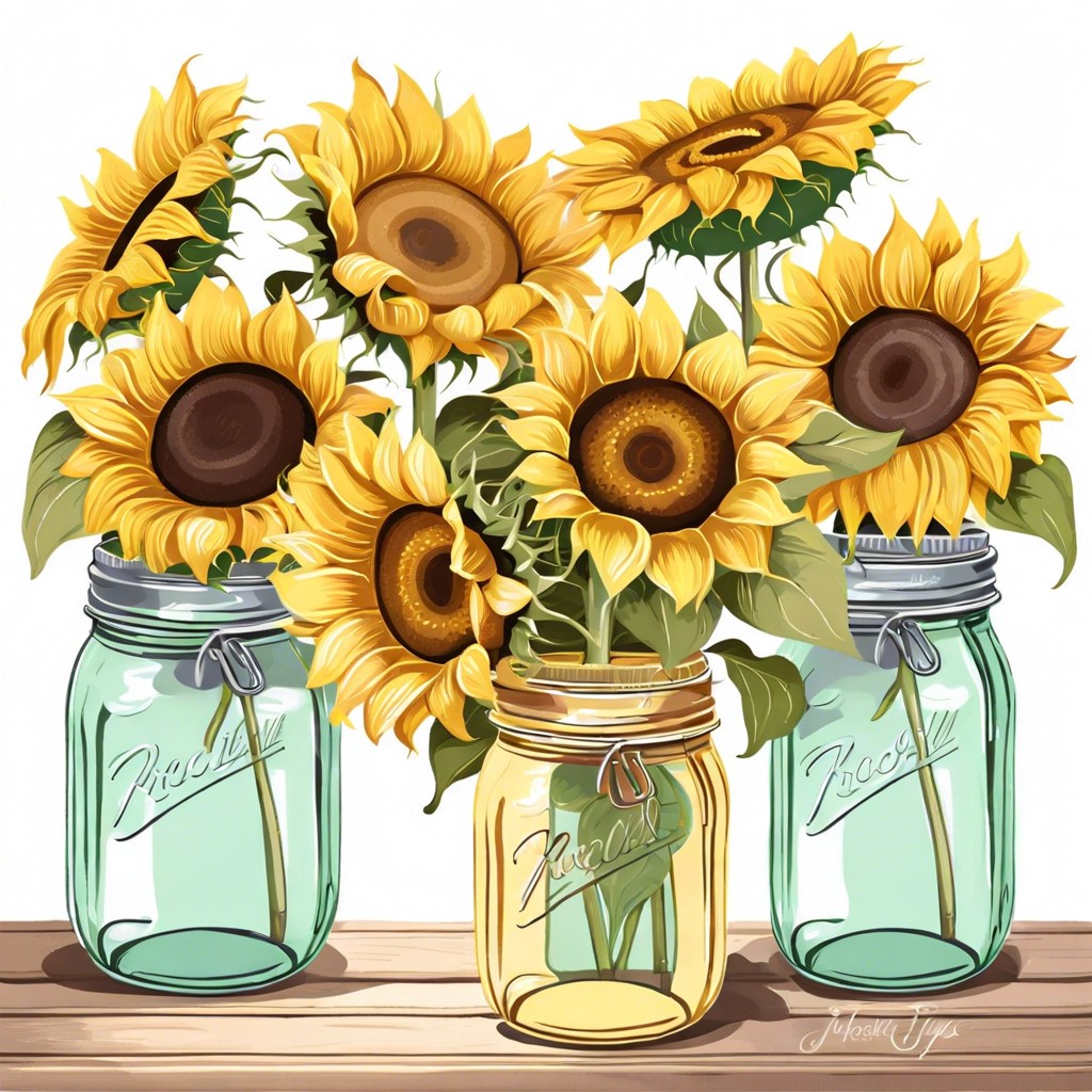 sunflowers in a mason jar