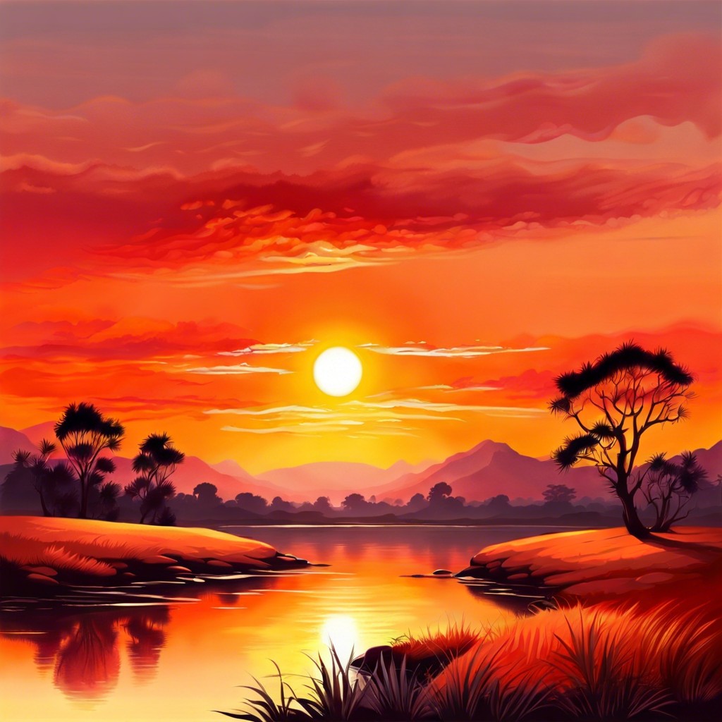 sunrise with warm colors blending