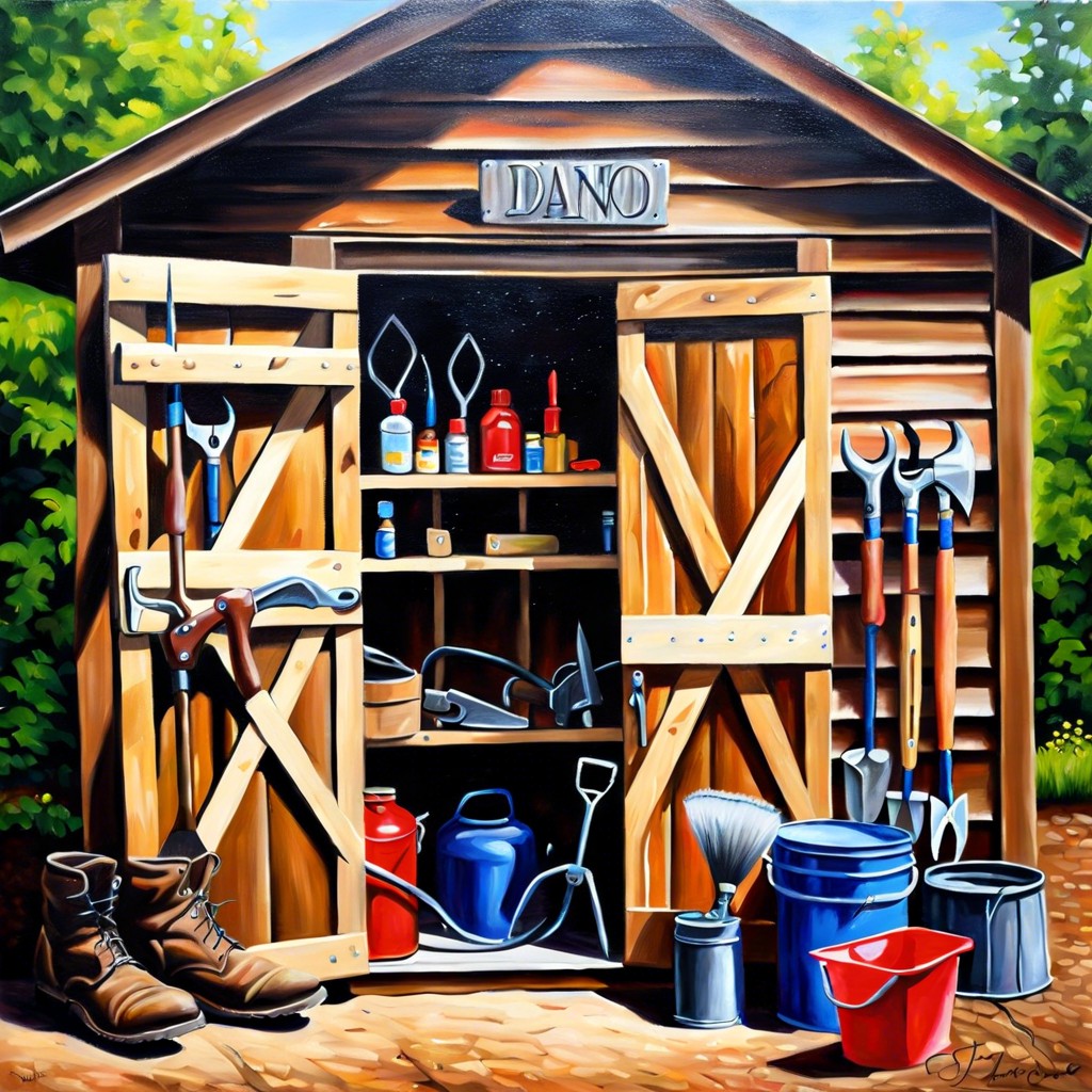 tool shed oil painting