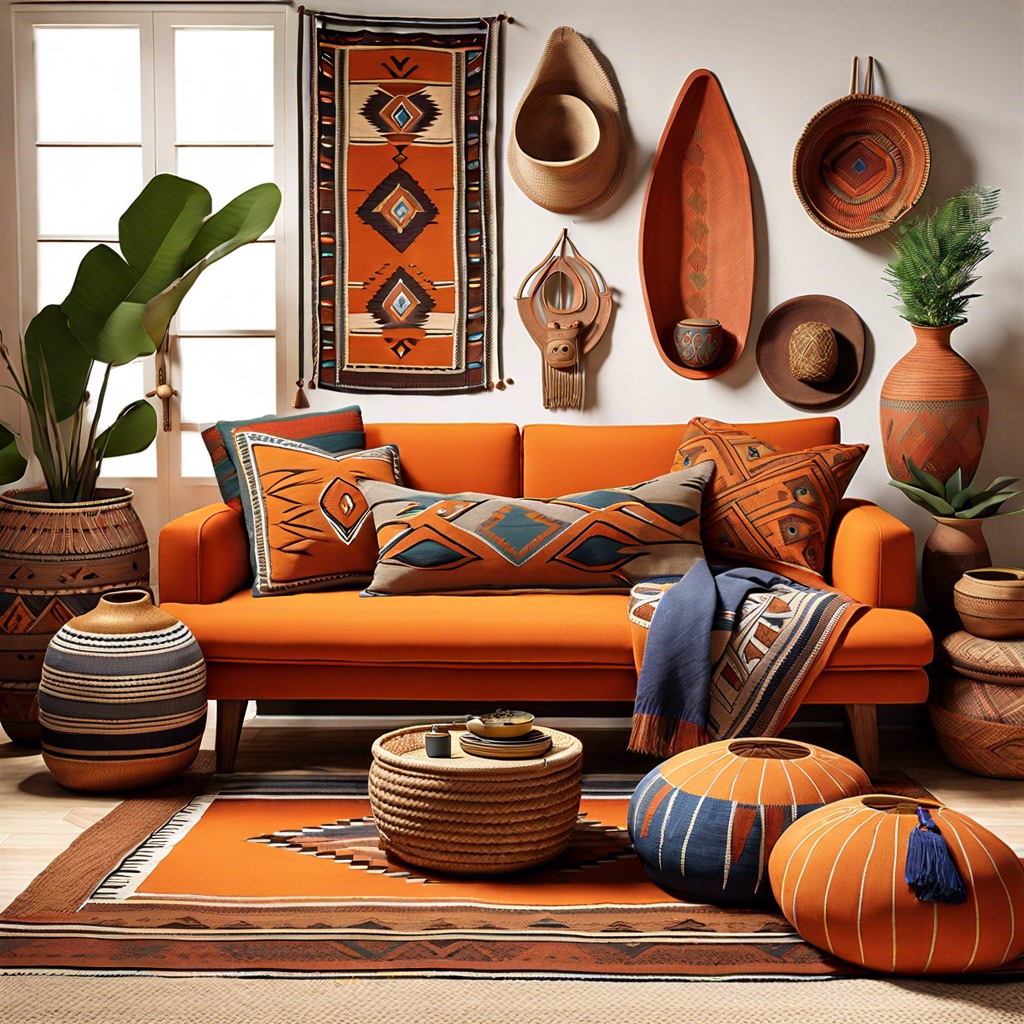 tribal themed with ethnic prints and hand crafted decor items