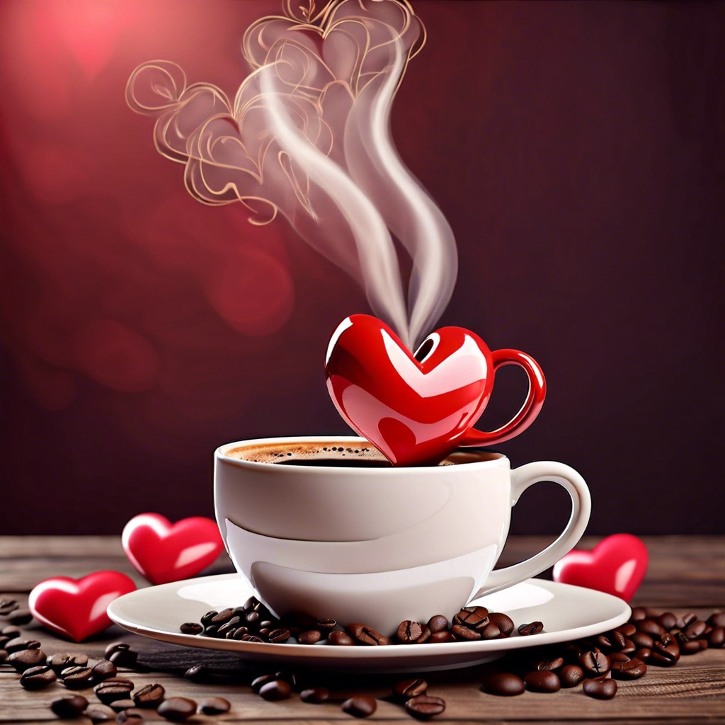 two cups of coffee their steam forming a heart