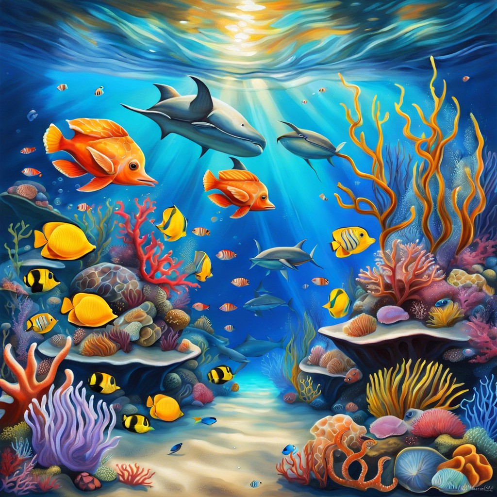 underwater dreamscape with diverse marine life