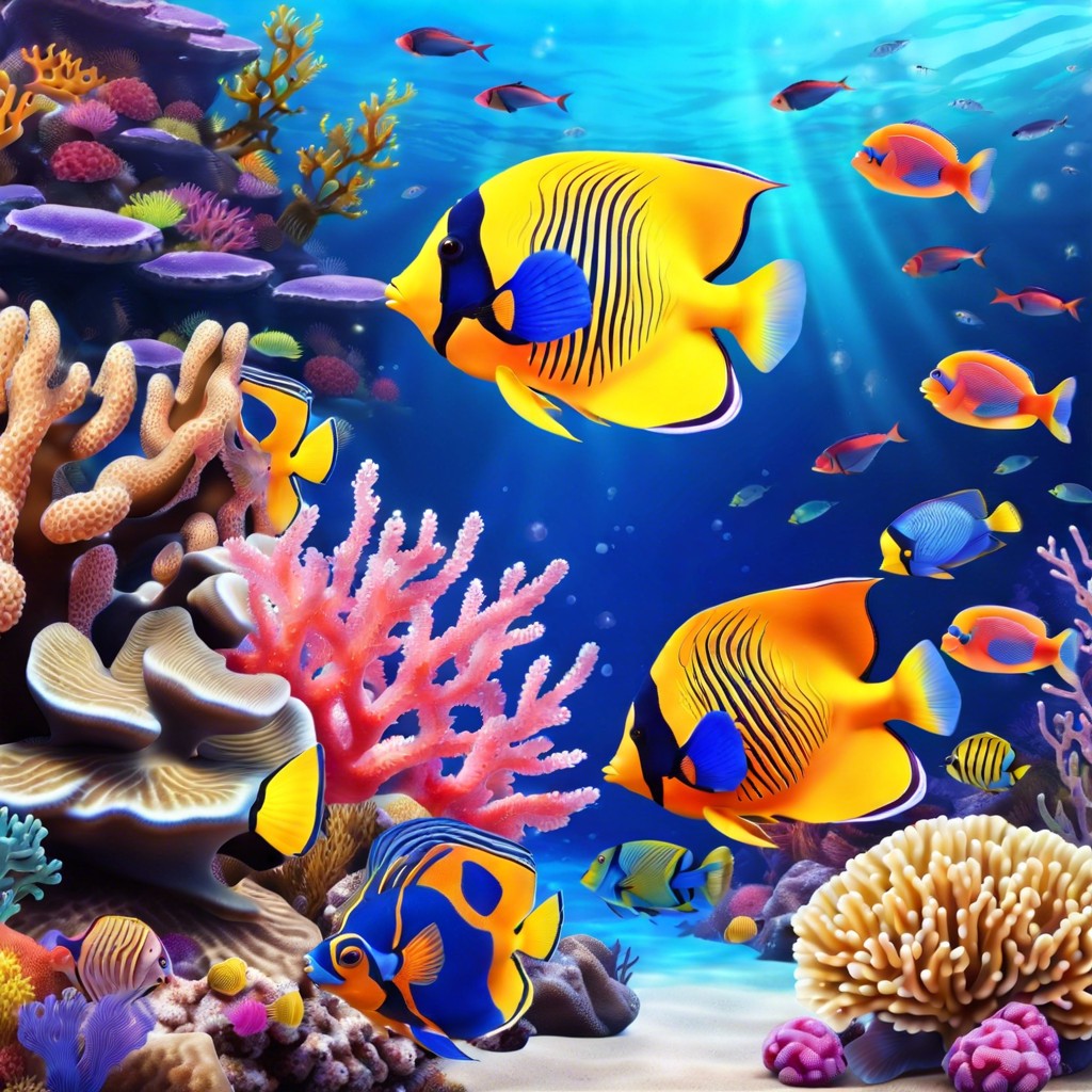 underwater scene with coral and fish