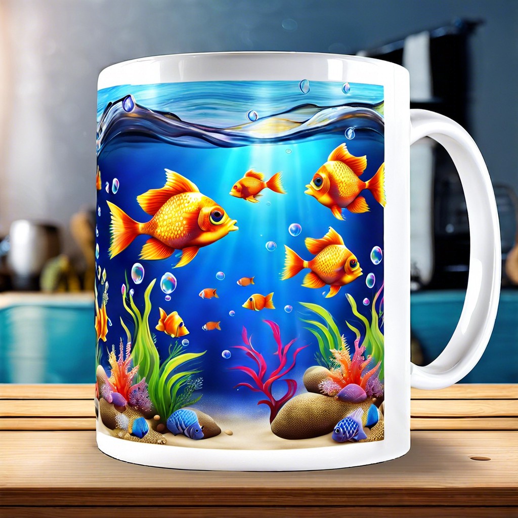 underwater scene with fish and bubbles