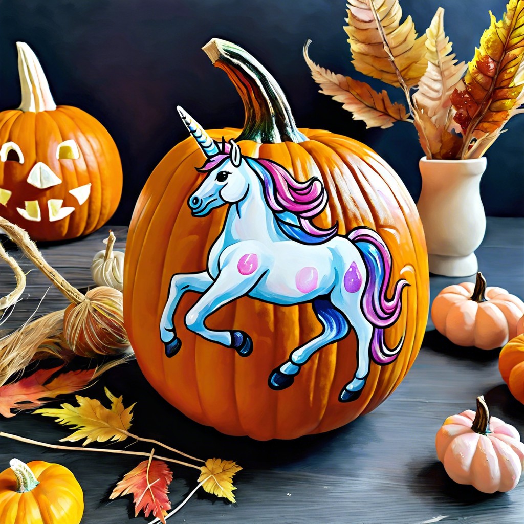 uni pumpkin unicorn themed