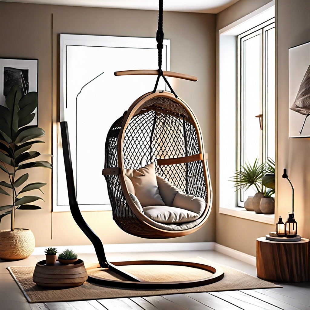 use a hanging hammock chair to add seating without bulk
