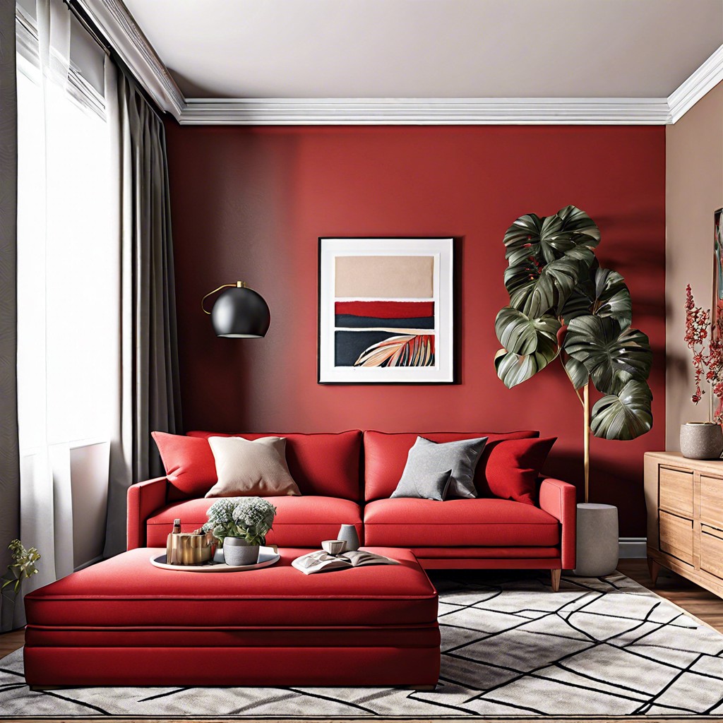 use a monochromatic scheme with varying shades of red throughout the decor