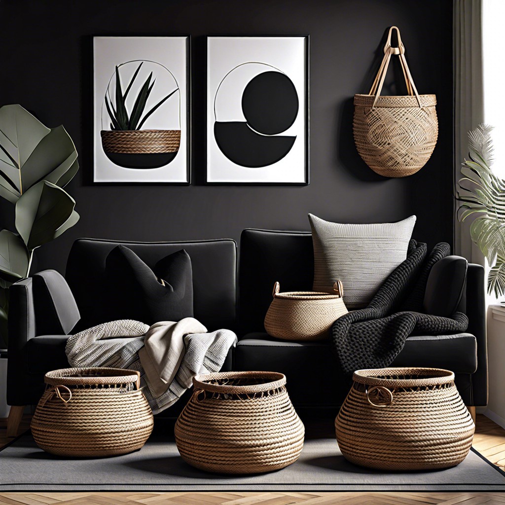 use woven baskets for storage
