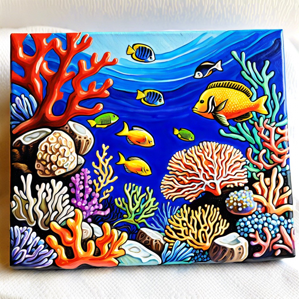 vibrant coral reef scene