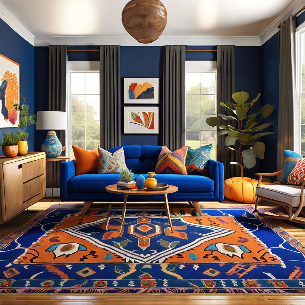 vibrant eclecticism pair your sofa with a brightly patterned area rug