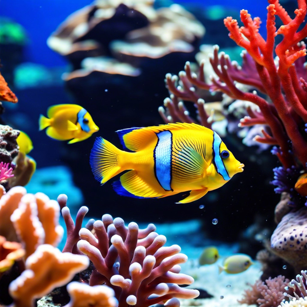 vibrant fish in coral reef