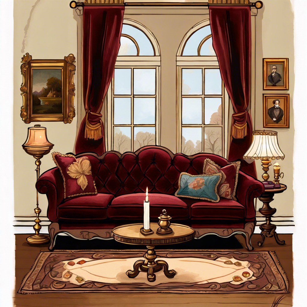 vintage charm style the sofa with antique finds and historical art pieces