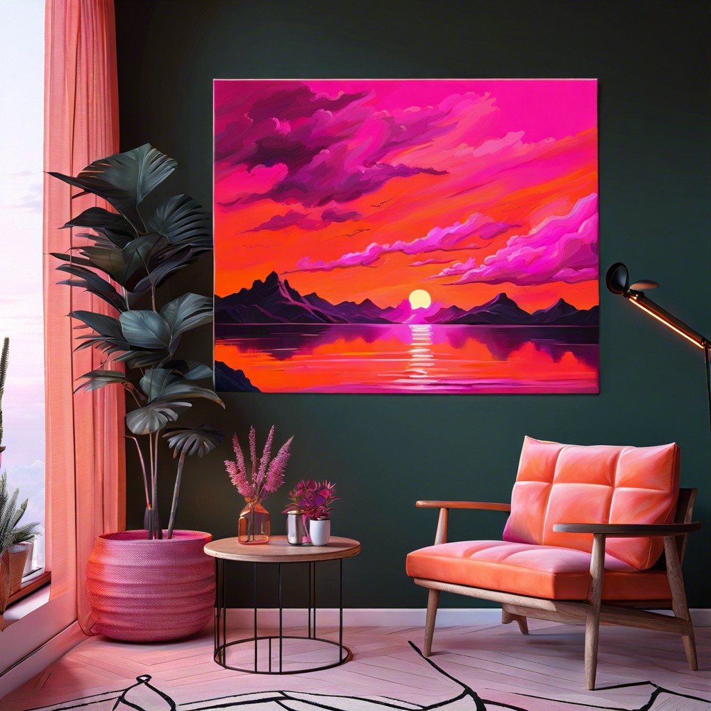 vivid sunset with neon pink and orange