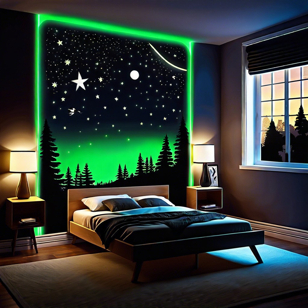 wall painted with glow in the dark elements