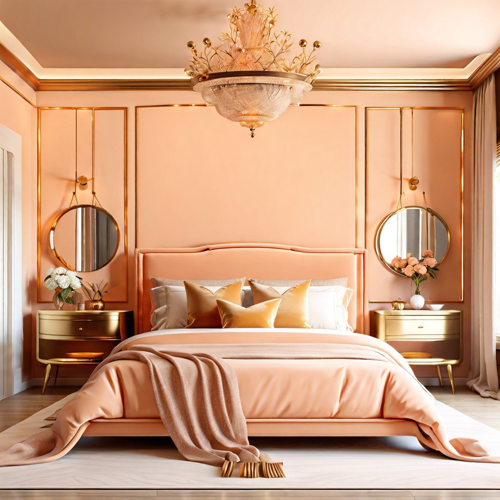 warm peach and gold accents