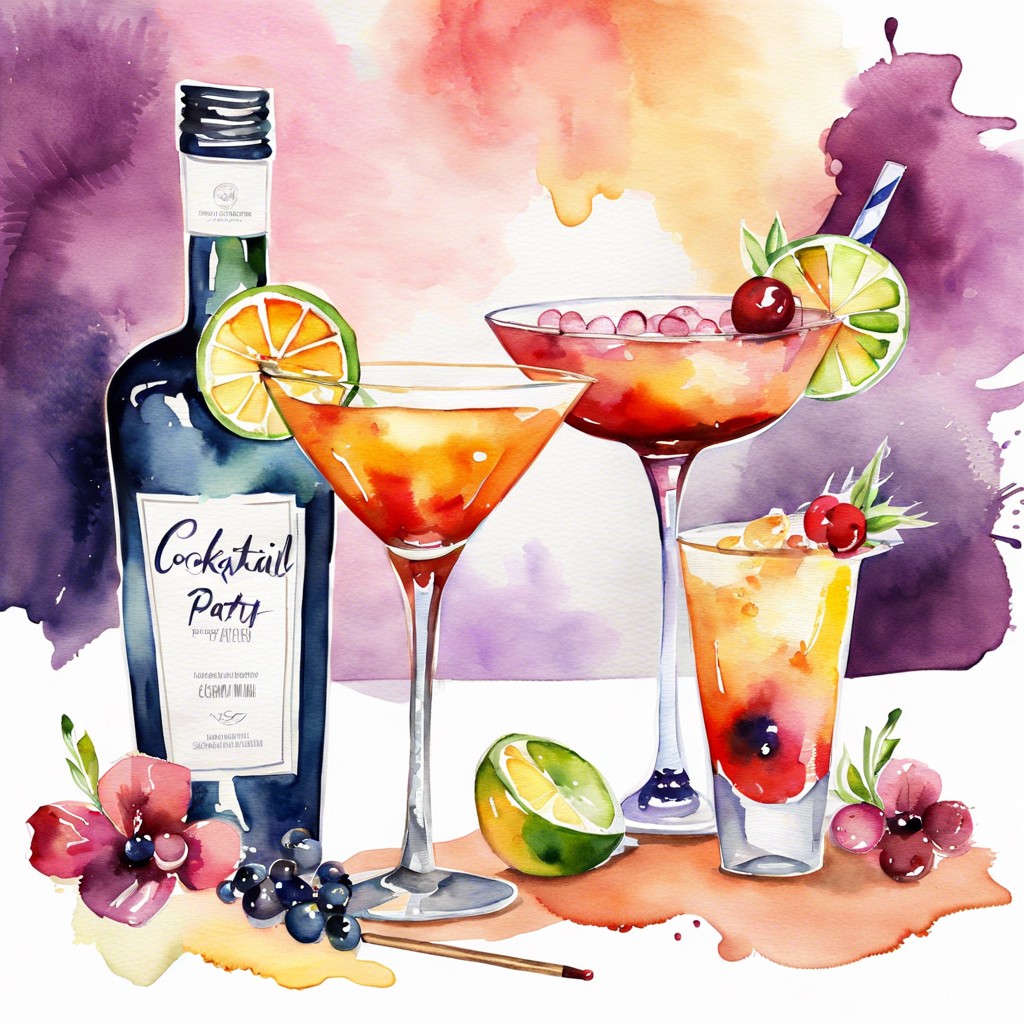 watercolor cocktail night