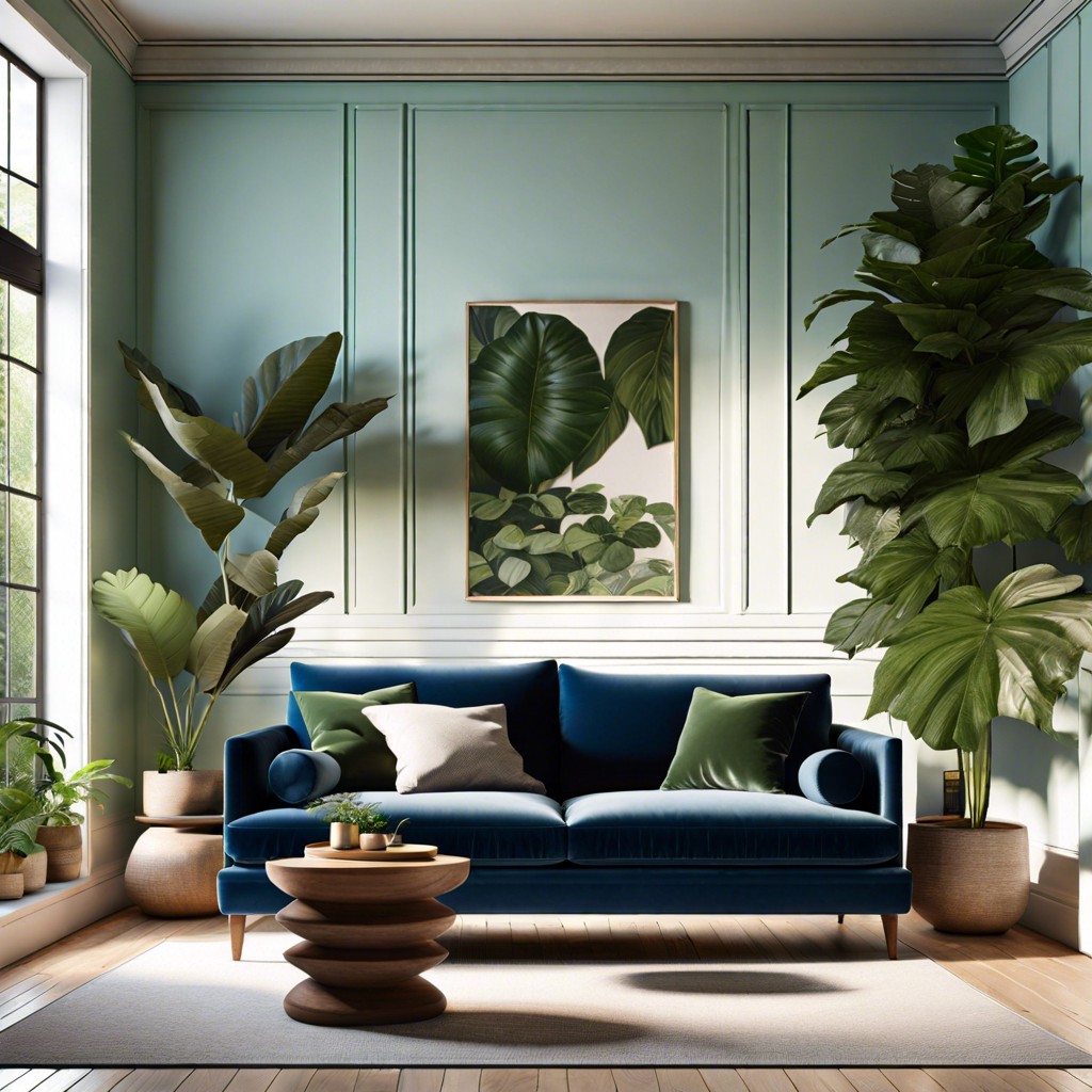 zen den low profile furniture and tranquil greens around the blue velvet