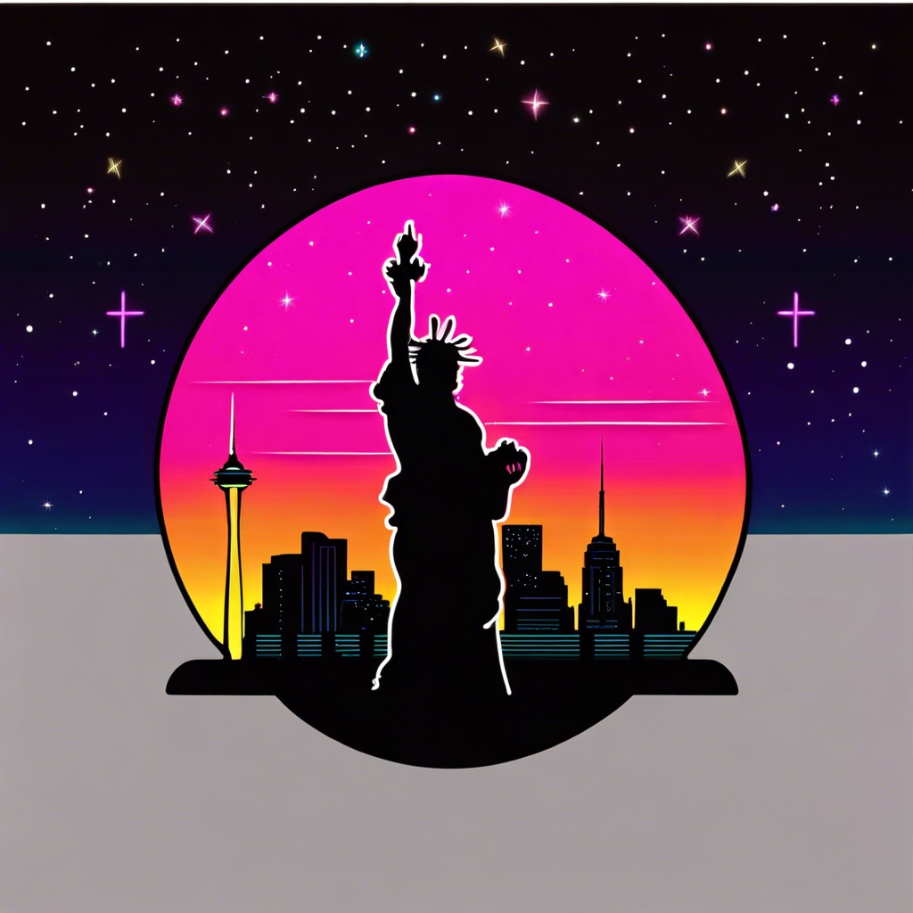 1989 neon skyline silhouette