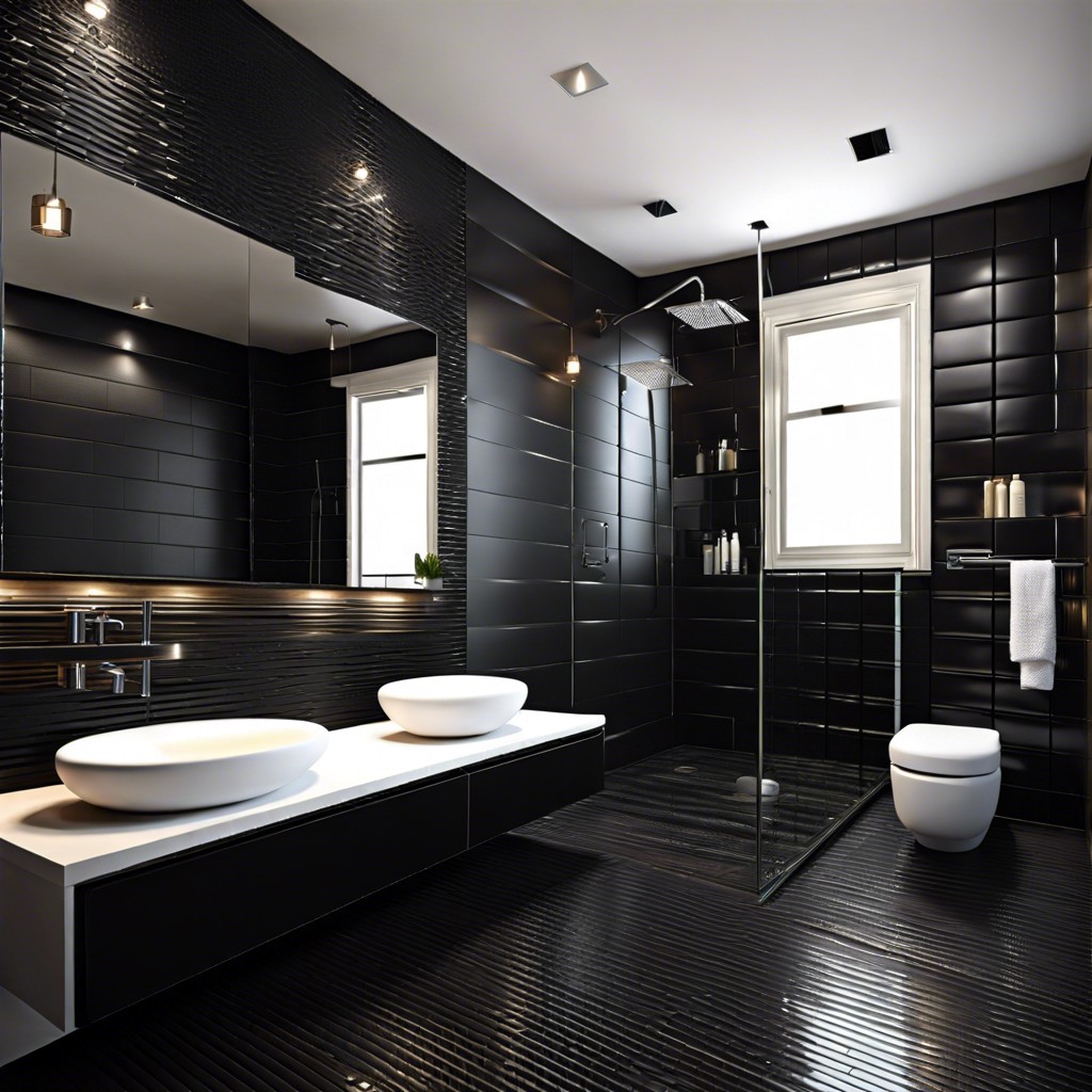 3d black tiles for a modern tactile feature wall