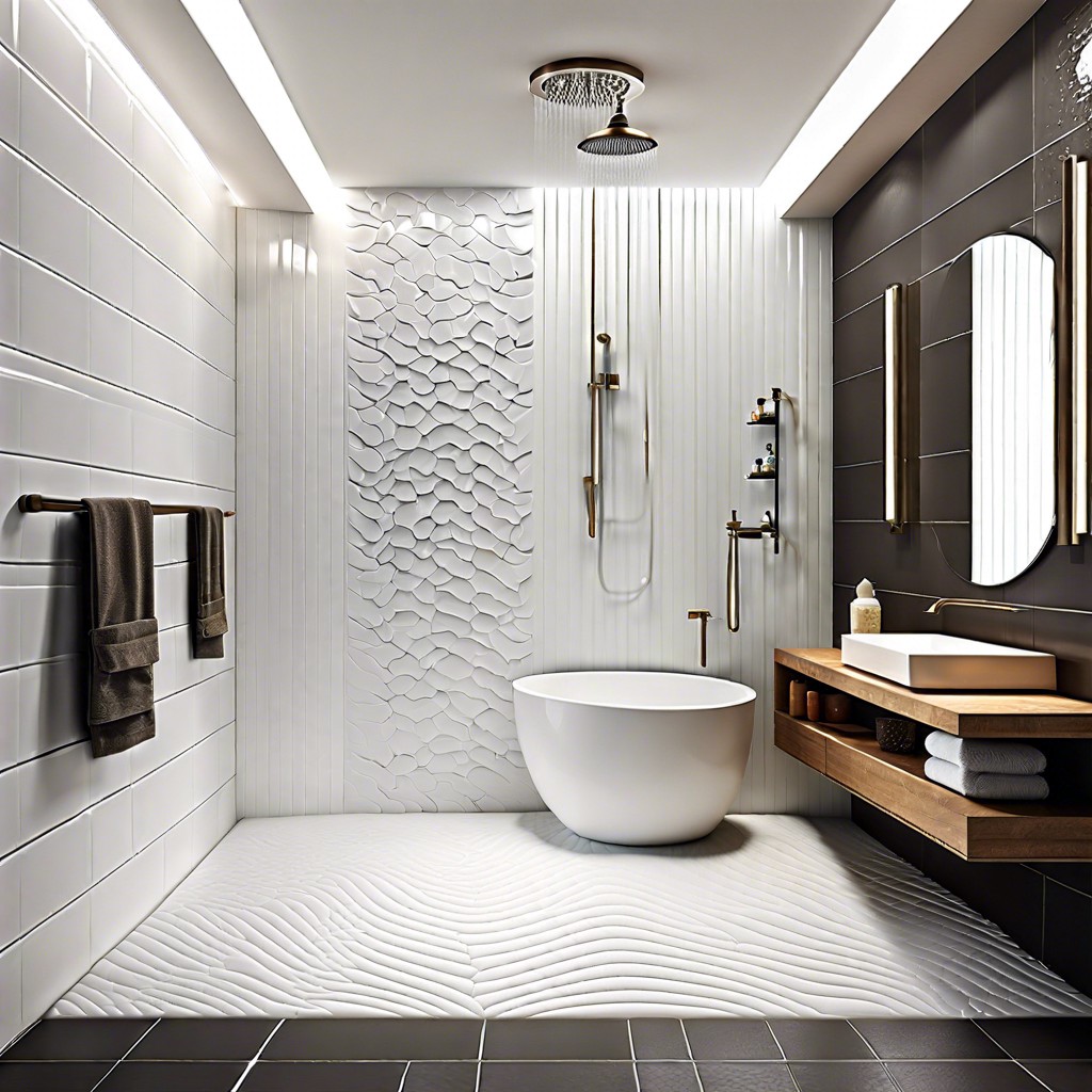 3d textured white tiles for a luxurious feel