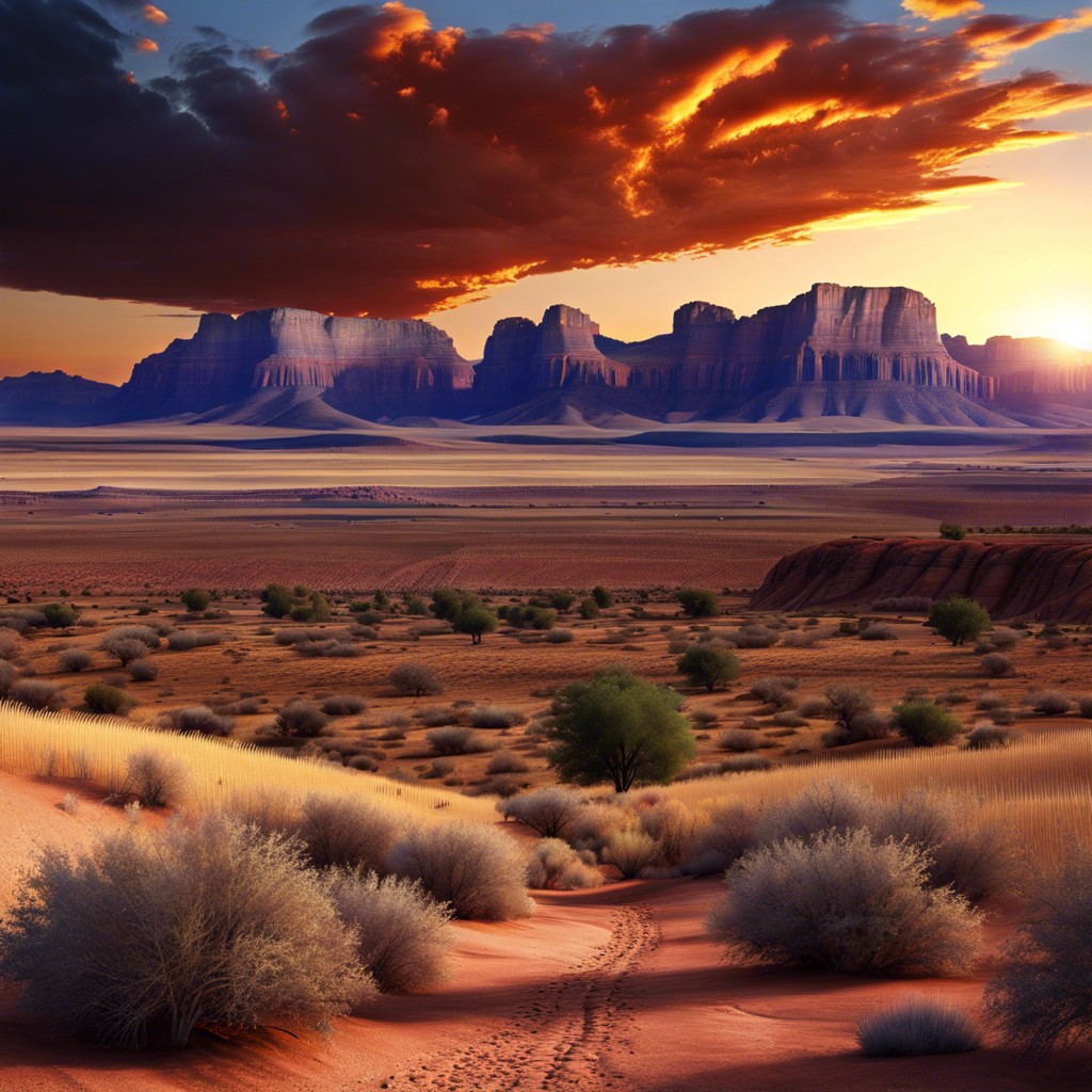 a dramatic sky at dusk over open land