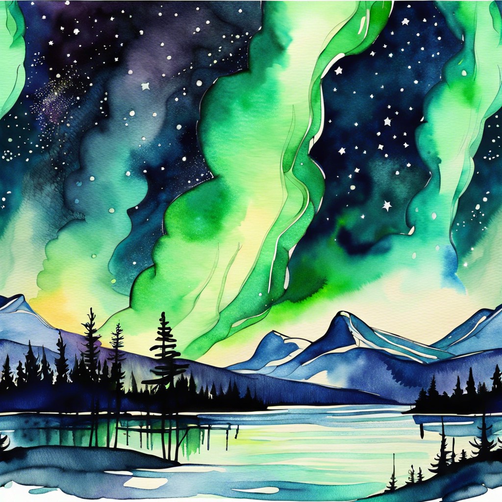 a night sky with northern lights