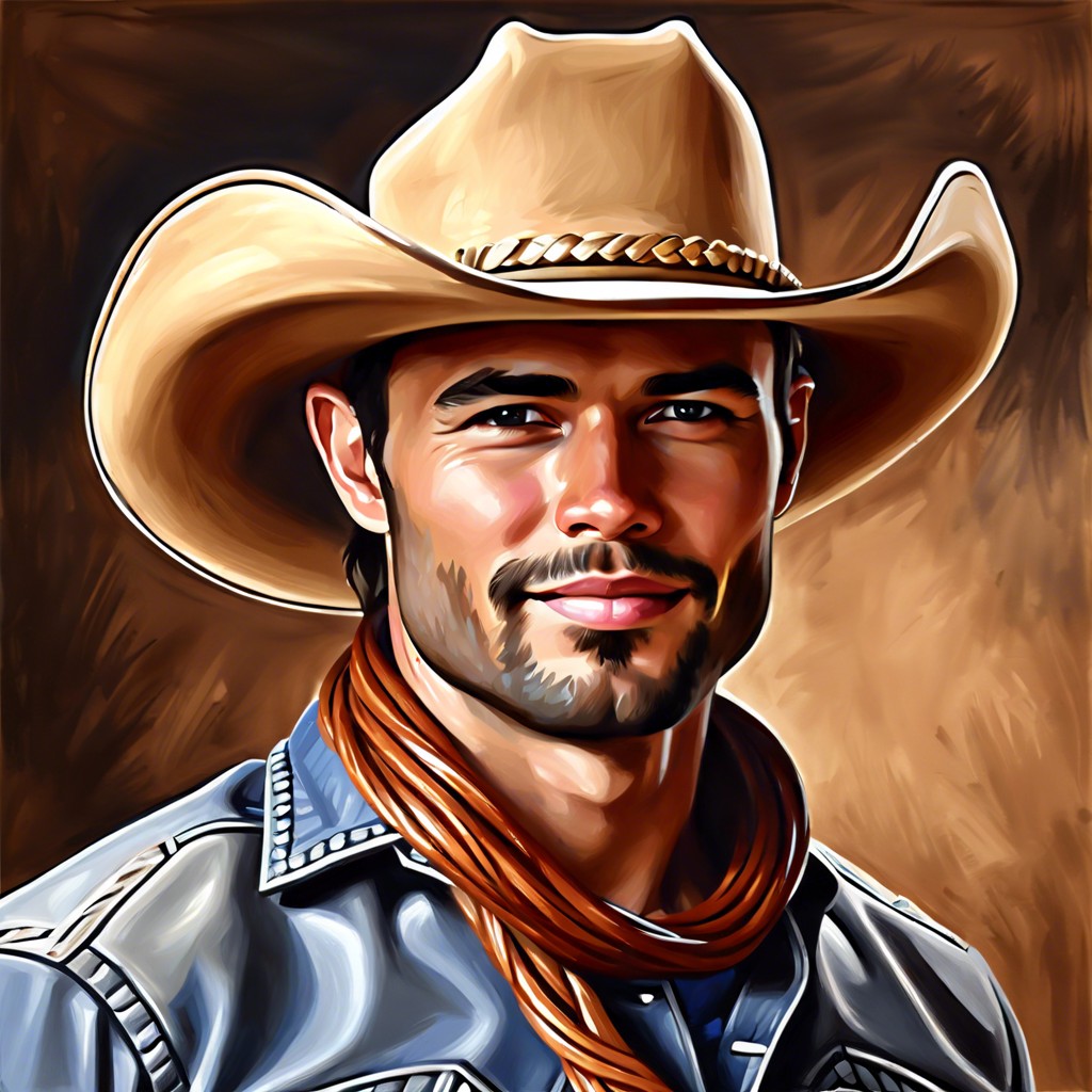 a portrait of a cowboy hat and lasso