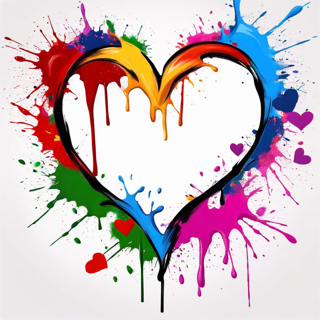 abstract splatter paint heart