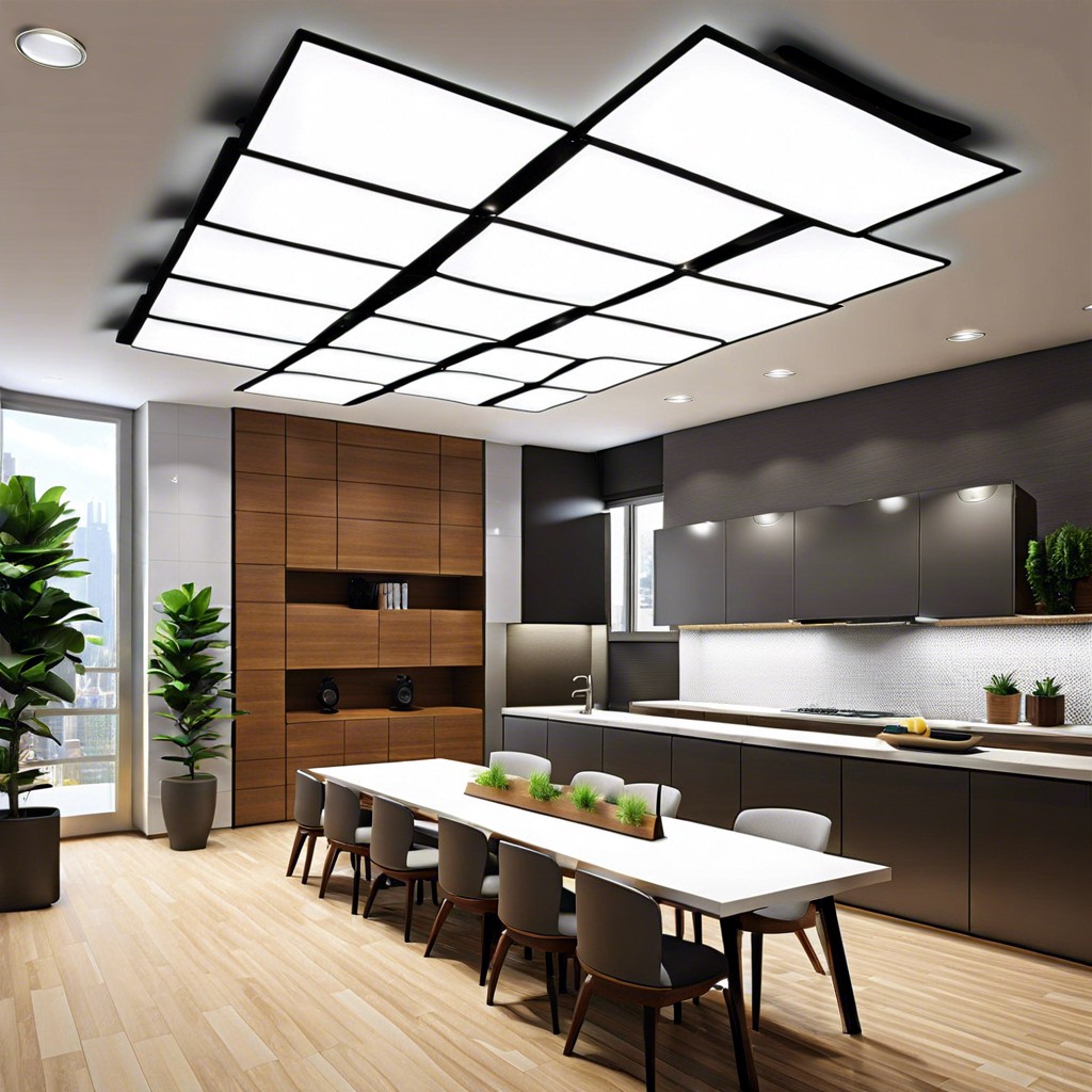 acoustic tile drop ceiling with integrated led panels